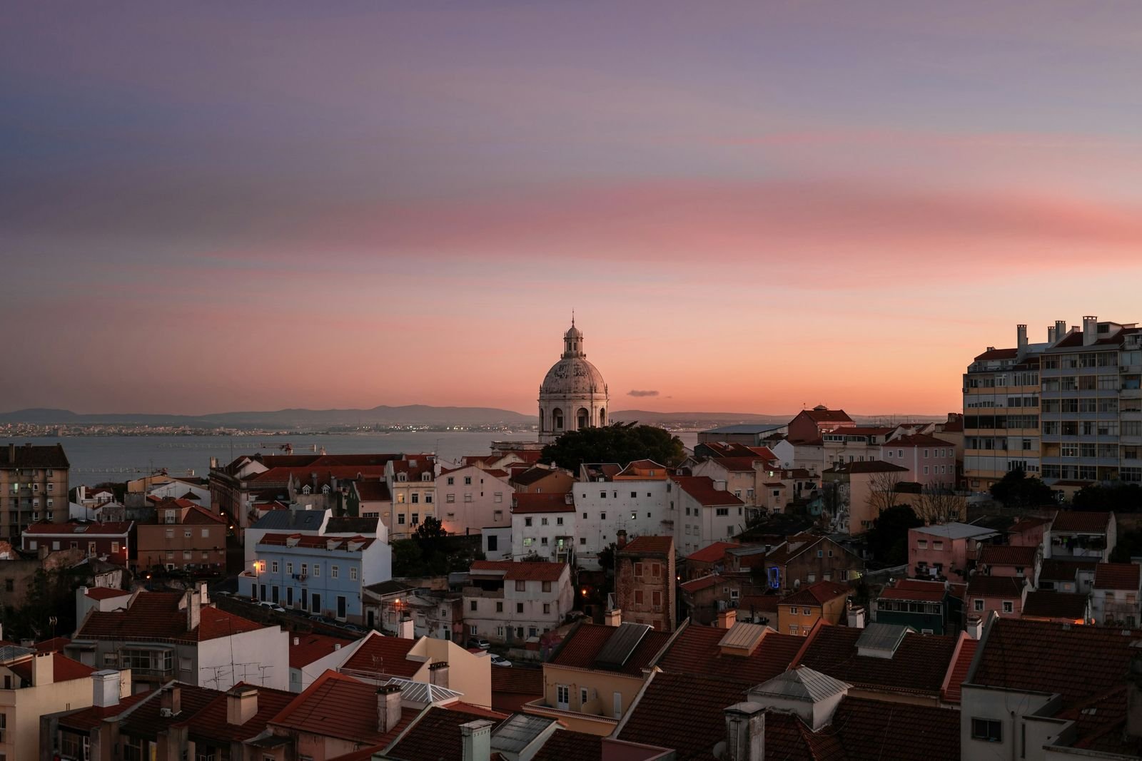 Lisbon rooftops at sunset