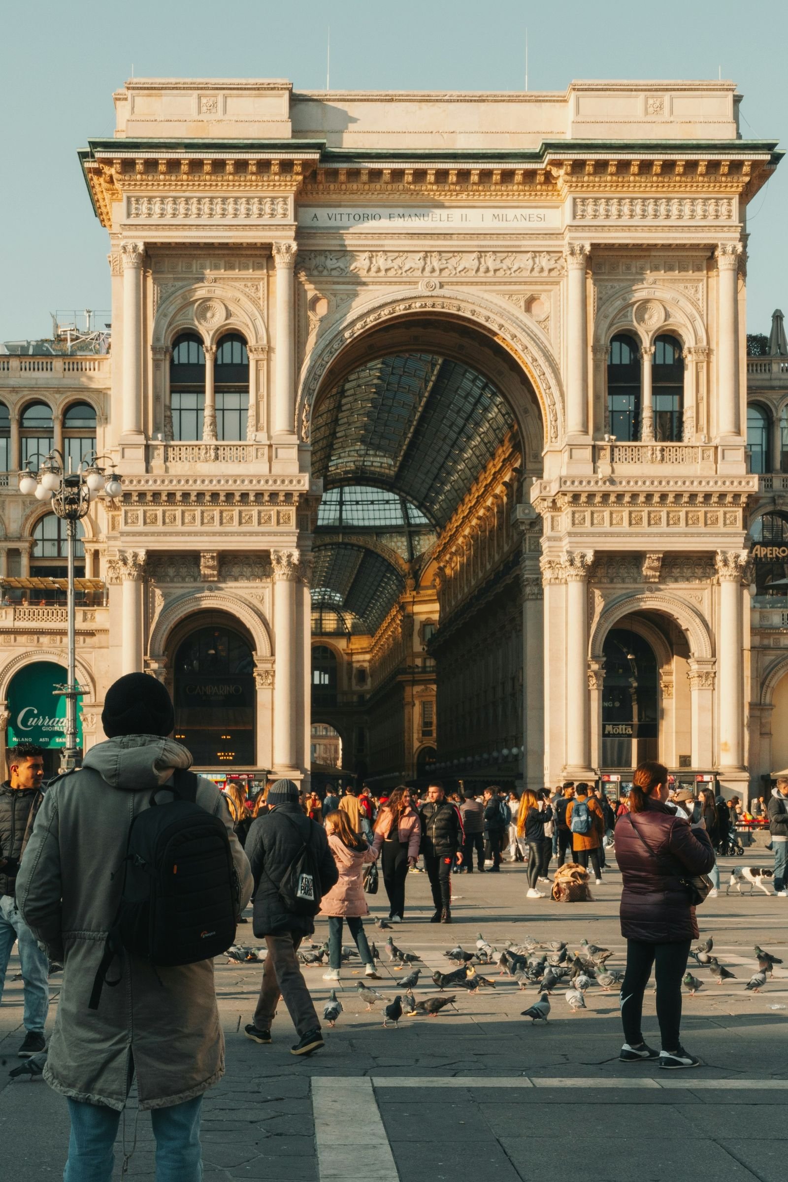 The entrance to the Galleria Vittorio Emanuele II in Milan